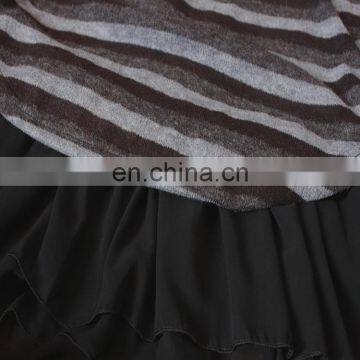 With Chiffon Lining Acrylic Striped Frill Hem Casual Wear Tunic For Fat Women photo-3