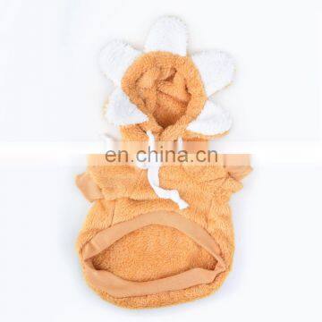 Cute Dog Bulldog Clothes Flannel Coats Jacket Sunflower Design Hoodie Cosplay Pet Apparel photo-2