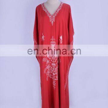 Plus Size Red Cotton Beach Dress Embroidery Robe de Plage Bikini Cover up Beachwear Pareos de Playa Mujer Beach Tunic Cover Ups photo-4