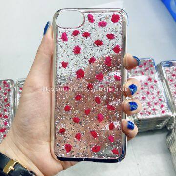 Plating Edge Epoxy Phone Case Flower Phone Case Floral Mobile Cover