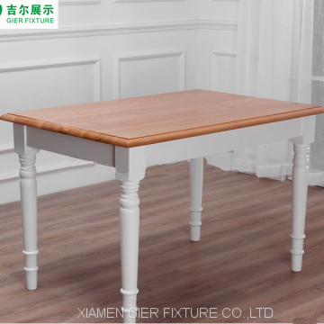 Fashional norway oblong log white four seater wood dining table