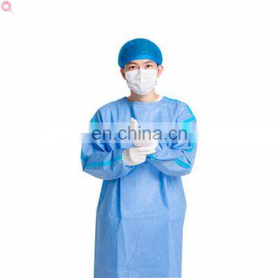 Wholesale Disposable Reinforced Level 3 SMS PP PE Knit Cuff Medical Waterproof Apron Gowns Lab Coat Isolation Gowns