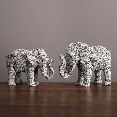 American Resin Folding Table Decoration Elephant Craft Ornaments With Alphabet Pattern For Home Decor