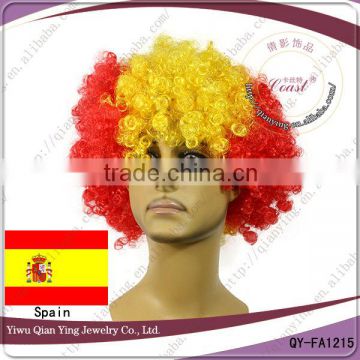 Spain custom color team sports football fan wigs