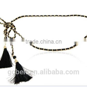 Fashion lady chain waist belt with microfiber strap for garments