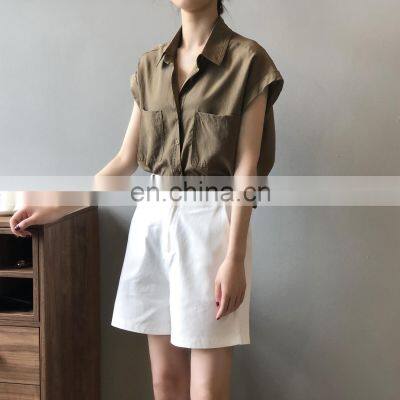 Women's Fashion New Style Short Sleeve Summer Korea Tencel Lyocell Shirts photo-3