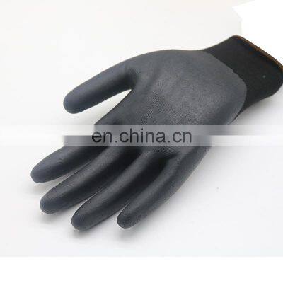 Black PU coated nylon polyester cheap work gloves EN388 CE 3141 auto repair work gloves