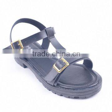 Barefoot Low Price Ladies New Design Double Golden Buckles Flat Barefoot Ankle Sandals photo-2