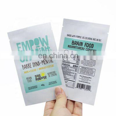 Matte Surface Different Flavors Chocolate Bar Wrapper Three Side Seal Aluminum Foil Flat Bag
