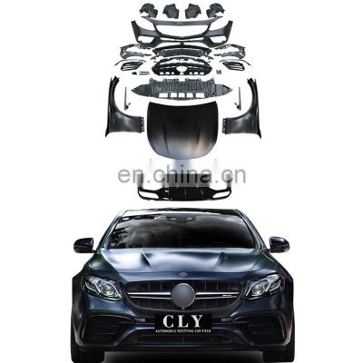 CLY Bodykits For Mercedes E-class W213 Facelift E63s AMG 1:1 Wide Body kit Front Car Bumper grille Fenders Hood diffuser tips