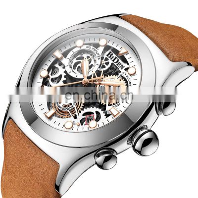 Biden 0149 Private Label Men Automatic Mechanical Wristwatch Special Display  Leather Business Watch men crazy