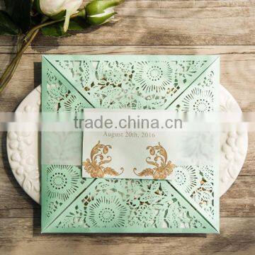 2016 Hot Sale Laser Cut Foldable Wedding Invitation Card