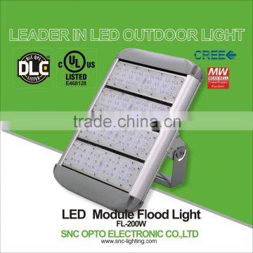 UL DLC listed 200w led flood light, high pole led flood light 200w with 5 years warranty