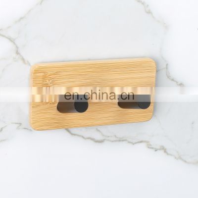 Direct Factory Supply Customized Logo Bamboo Stainless Steel Kitchen Wooden Wall Mounted Hanger Hook Holder