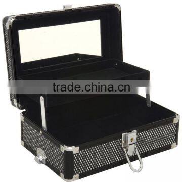 Professional Makeup Cosmetic Train Case Jewelry Organizer,Krystal Black Cosmetic Travel Carry Case photo-3