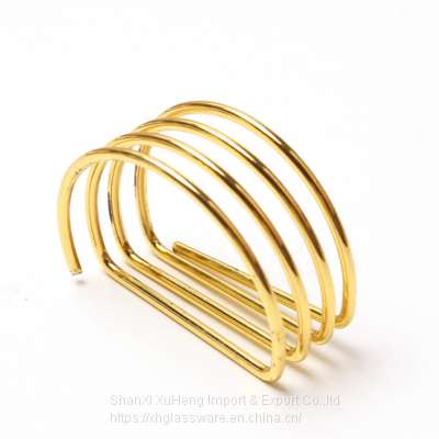 Wholesale Wedding Shiny Gold Spiral D Shaped Napkin Ring