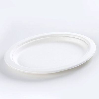 Disposable Biodegradable Bagasse 7*10 Inch Oval Plate Take Away Sugarcane photo-4