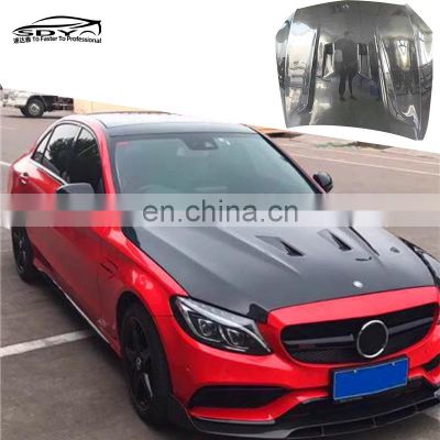 Carbon Fiber Engine Hood Bonnet Cover With Air Intake For Mercedes Benz W205 C Class C43 C180 C200 C260 C300