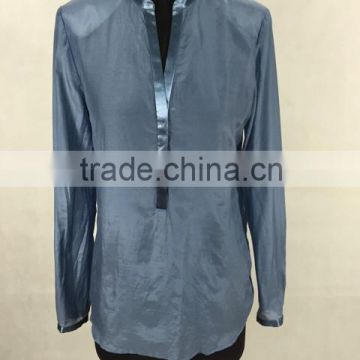 The latest fashion thin silk Long-sleeve lady blouse design