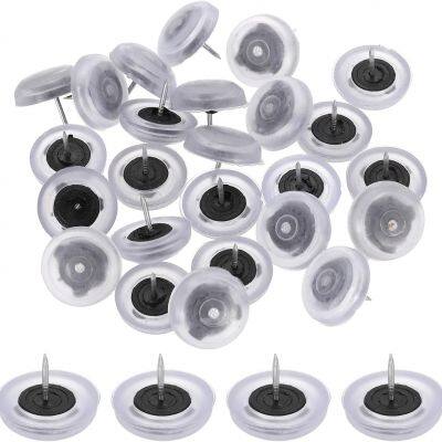 Transparent Furniture Glides,Soft Round Plastic With Nail Furniture Guides and Stoppers, Round Tack-in Furniture Glides