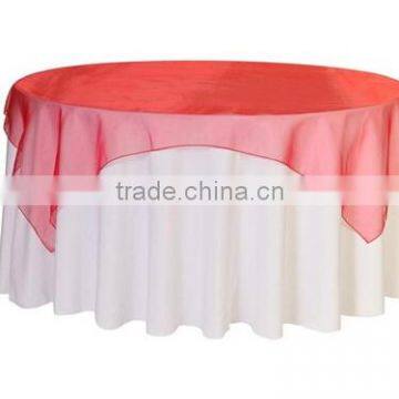 red organza wedding table overlay