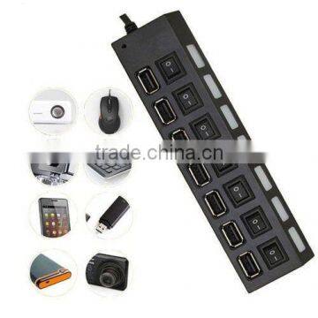 Details about 7 Port High Speed USB 2.0 Hub AC Power Adapter ON/OFF Switch