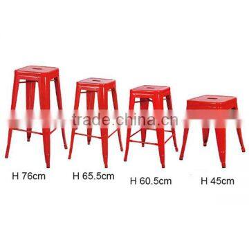 MCH-1505 75cm Height Metal White Stool With Wooden Seat Top photo-4