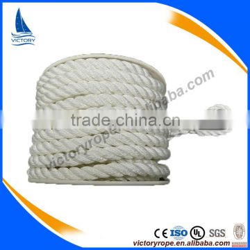 premium nylon polyester fiber ropes 3 strand twisted anchor rope with thimble