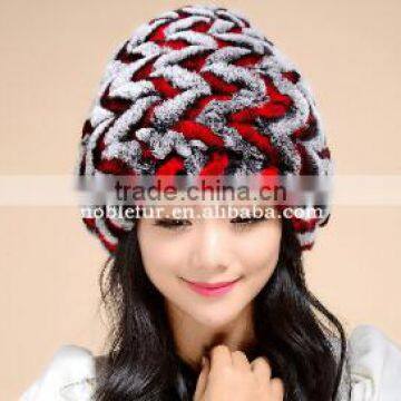 new style colorful genius lady rex rabbit fur thick thread female beanie