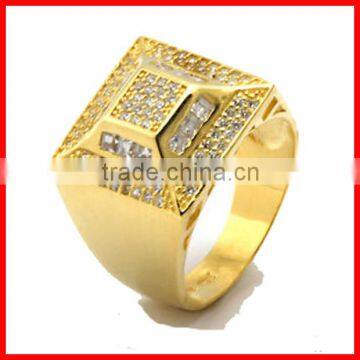 2016 high quality hip hop bling Gold zirocnia men's ring