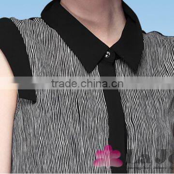 Summer Lastest Stripes Short Sleeves Chiffon T-shirt 099 photo-2