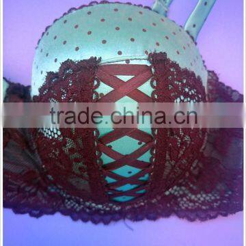 Plus Size Satin Bra W/Lace Up, High Quality Bra