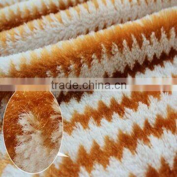 Super Soft Yellow-and White Stripe Cationic Fabric for Blanket photo-3