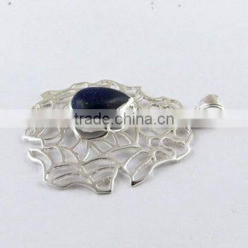 Charming Blue Lapis Pendant, Silver Jewellery India, Gemstone Silver Jewellery photo-4