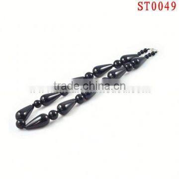 ST0049 2013 Black onyx for ladies shiny unspotted natural stone necklace