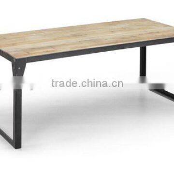 wood rustic metal leg dining wood table