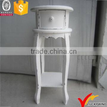 Distressed White Round Bedside Table Nightstands