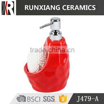 glazed red bath soap dispenser ceramic