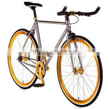 golden color 700C hi-ten steel fixed gear bike for sale