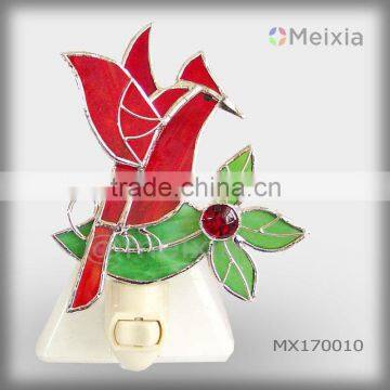 MX170010 hot sale wholesale tiffany style Cardinal bird stained glass night light