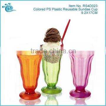 Colored PS Plastic Reusable Sundae Cup