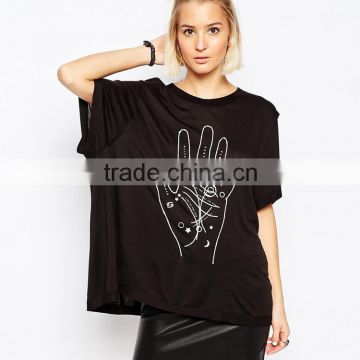 Unisex Oversize 100 Cotton Black Screen Printing Custom Wholesaler Women Ladies T-shirt