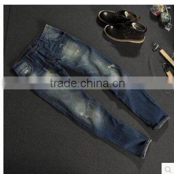 Men Wash Old Hole Slim Jeans Jeans 3D Stereo Male Scimitar