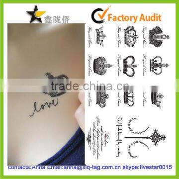 2014 Best price unique fashion custom crown tattoo sticker