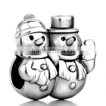 925S Christmas Gift Snowman Winter Charm Fashion 925 silver Christmas Snowman Charm Beads