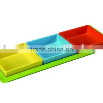 solid color melamine chip and dip tray