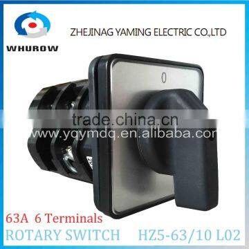 Rotary switch HZ5-63/10 L02 63A 6 terminals 2 poles 2 positions 0-1 Changeover cam Switch silver contacts high quality Yaming