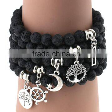 Handmade Fashion Unisex Popular Nature Volcanic Cute Pendant Elasticity Bracelet