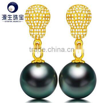 10mm tahitian real saltwater pearl earrings for wholesale