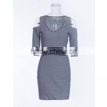 Hot Sale Knitted Fabric Simple Design Half Sleeve Lady Fashion Dress for Daily Life photo-2
